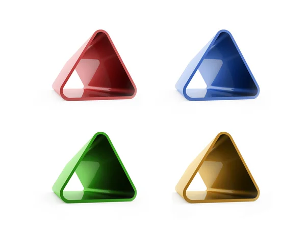 Quatre triangles colorés isolés sur blanc — Photo