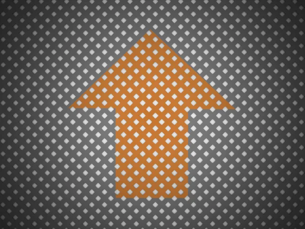 Oranje pijl op mesh achtergrond — Stockfoto