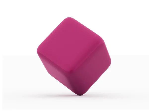 Одиночний фіолетовий куб, відображений ізольований — стокове фото