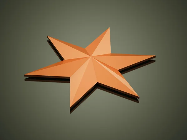 Oranžová hvězda vykreslen na tmavé — Stock fotografie