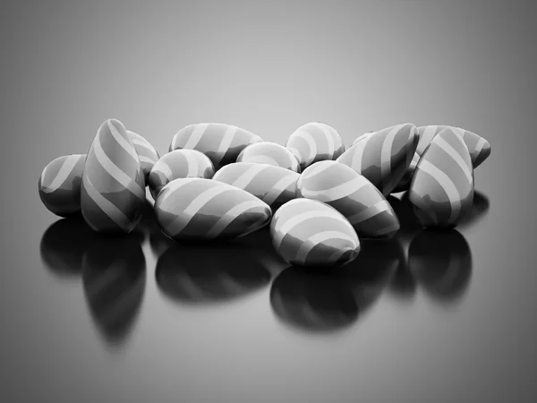 Concepto de huevos de Pascua blanco y negro renderizado —  Fotos de Stock
