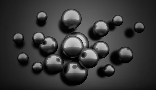 Esferas negras renderizadas — Fotografia de Stock