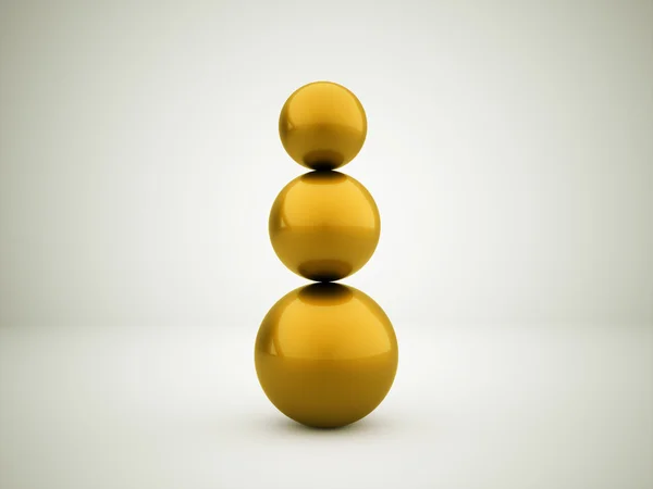Gold three abstract sphere concept — Stock Photo, Image