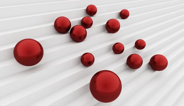 Many red spheres on stairs concept — Stock Photo, Image