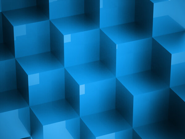 Blue cubes concept rendered