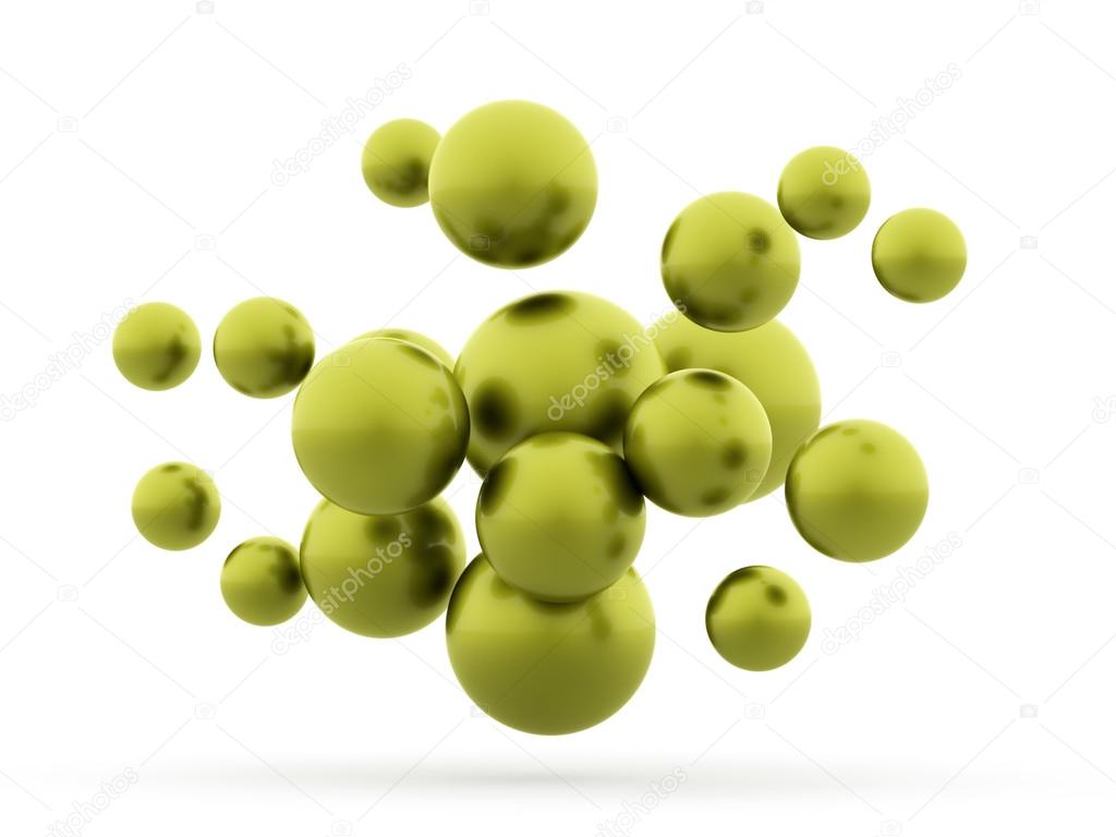 Many green abstract sphere concept 