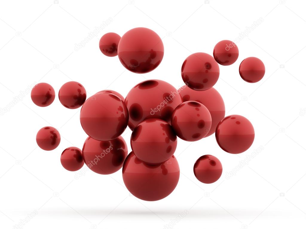 Red spheres concept rendered 