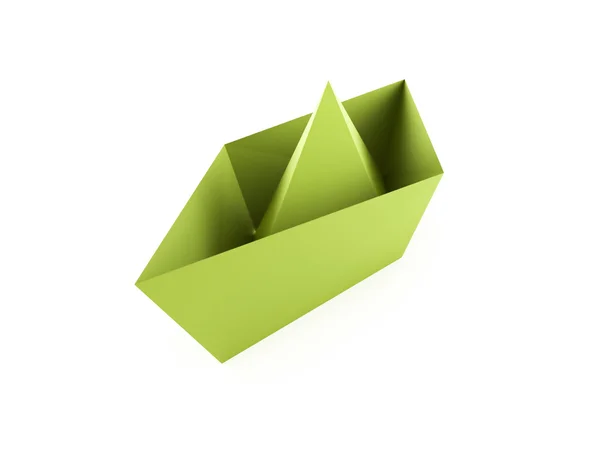 Grünes Papierboot isoliert — Stockfoto