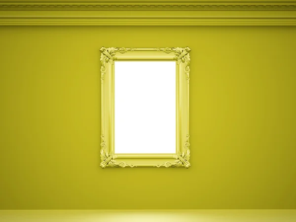 Spiegel met vintage frame op de muur groen — Stockfoto