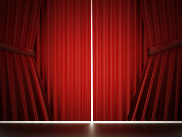Rood gordijn theater podium doek — Stockfoto