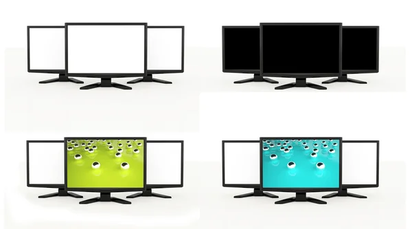 LCD TV screens rendered — Stock Photo, Image