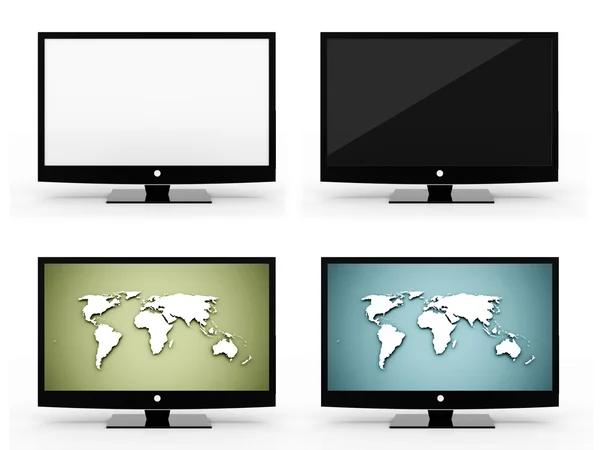 Vier monitoren set geïsoleerd op wit weergegeven — Stockfoto