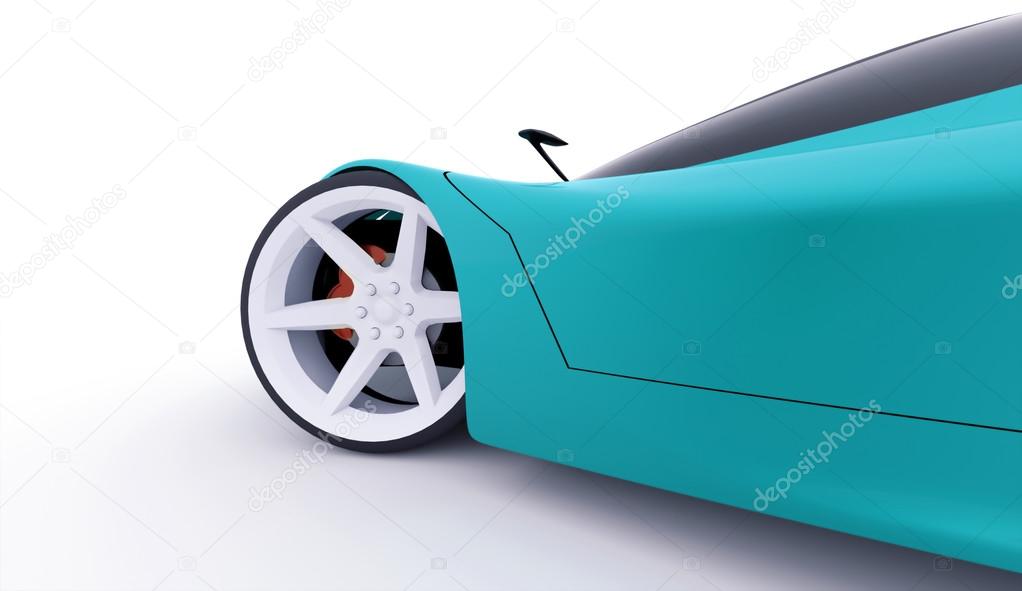 Blue sport car rendered