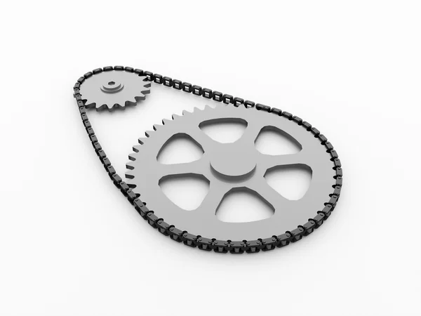 Gears with chain concept rendered — Stock Photo, Image