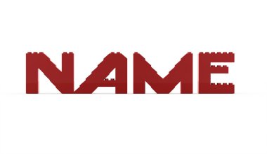 Kırmızı oyuncak tuğla metin 