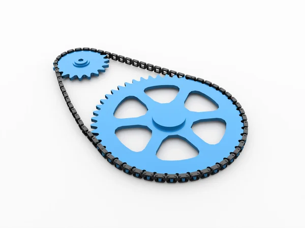 Gears with chain concept rendered — Stock Photo, Image