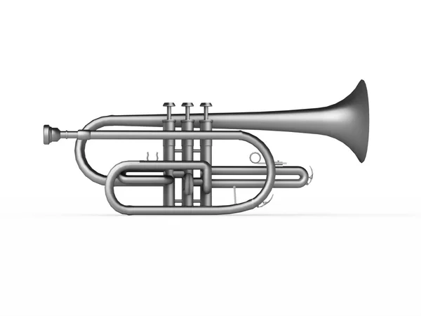Trumpeta, vykreslí na bílém — Stock fotografie