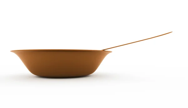 Bowl with spoon rendered — Stock Photo, Image