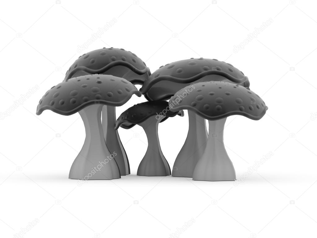 Mushrooms rendered isolated  