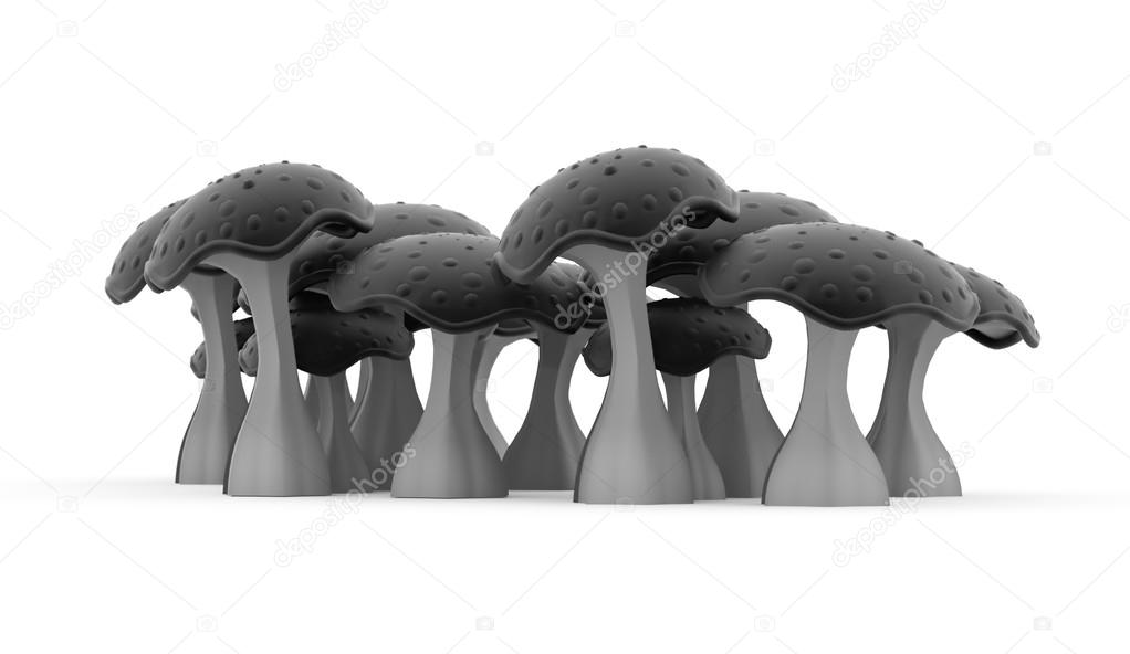 Mushrooms rendered isolated  