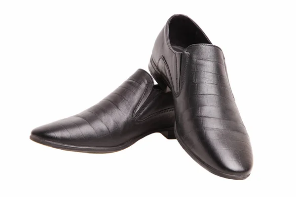Zapatos Clásicos Negros Cuero Para Hombre Aislados Sobre Fondo Blanco — Foto de Stock