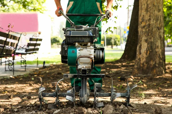 Travail Sol Avec Cultivateur Machines Agricoles — Photo