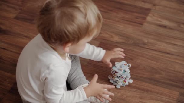 Rodina Nemluvně Vzdělávání Mentální Rozvoj Koncepce Jeden Roztomilý Malý Školka — Stock video