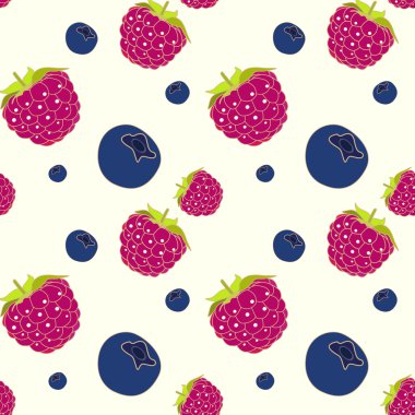 Özet böğürtlen deseni (ahududu ve yaban mersini), dikişsiz desen