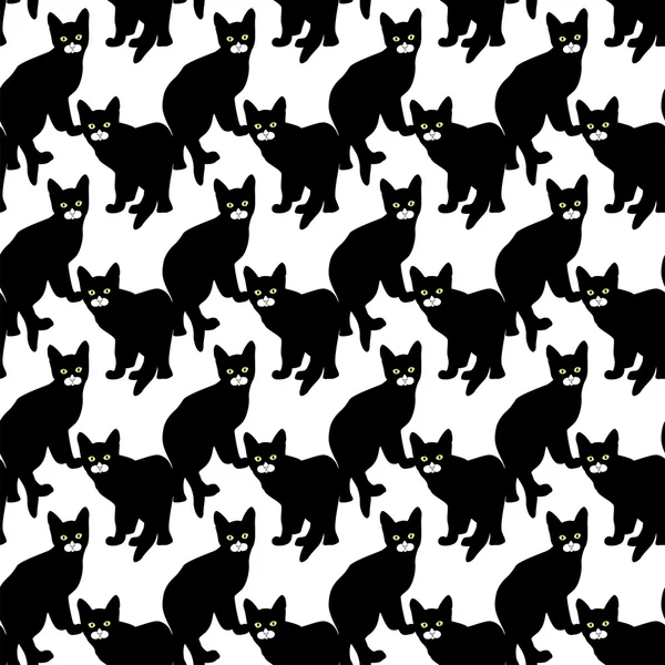 Soyut Vektör Desen Siyah Kedi Beyaz Bir Arka Planda Yazdırma — Stok Vektör