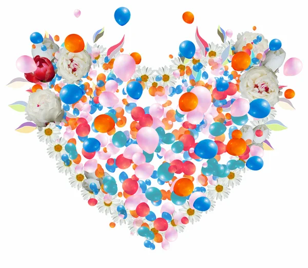 Flower heart and balloons — Stock Photo, Image