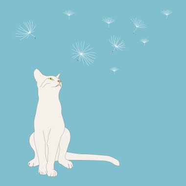 white Cat and sweet dreams clipart