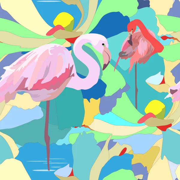 Flamingo bloem in de vijver, naadloze achtergrond — Stockvector