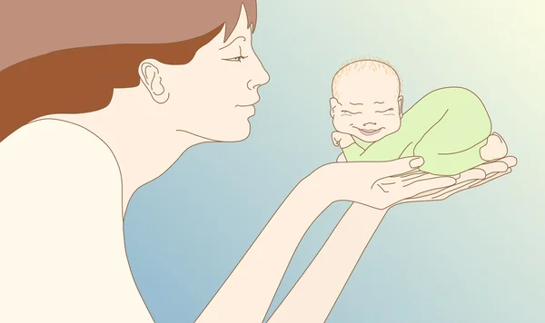 ママと赤ちゃんは、母の日 — ストックベクタ