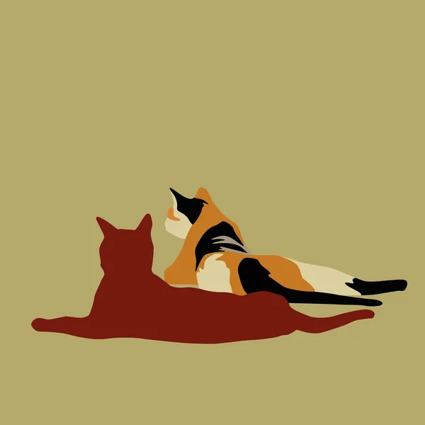 Twee katten, Relax — Stockvector