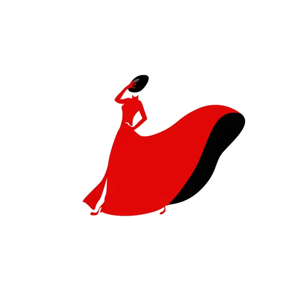 Kırmızı elbiseli bir kadın logosu — Stok Vektör