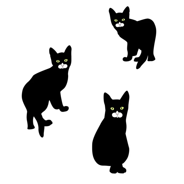 Czarne małe kociaki na białym tle — Wektor stockowy