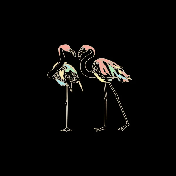 Pair of flamingos — Stock Vector