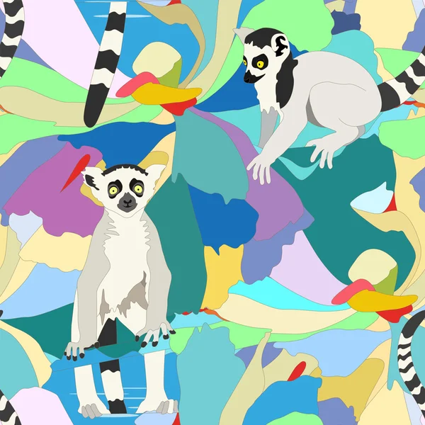 Lemur, naadloze achtergrond — Stockvector