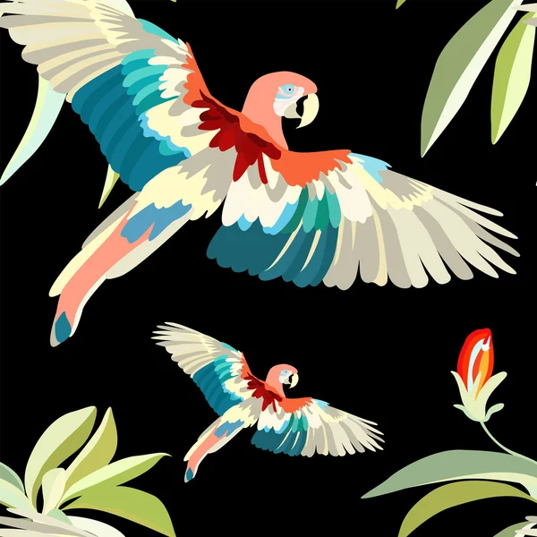 Parrot, seamless wallpaper — Stock Vector