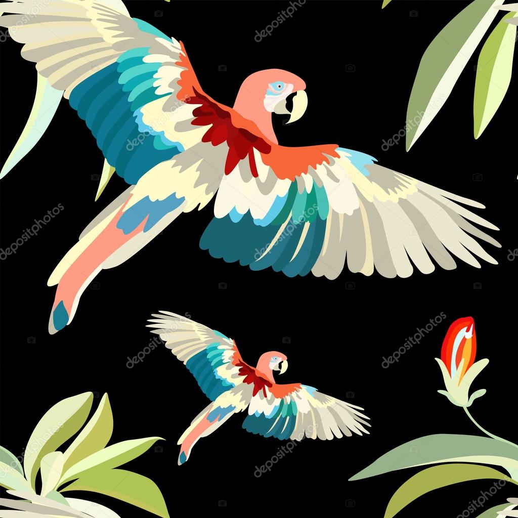 Parrot, seamless wallpaper — Stock Vector © vipa77 #77701020