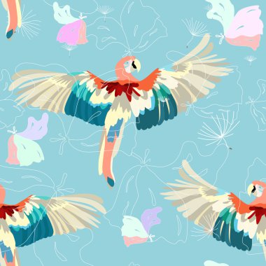 Papağan, sorunsuz duvar kağıdı, çiçek arka plan