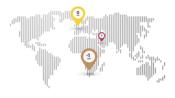 Mapa dos fusos horários mundiais — Vídeo de Stock