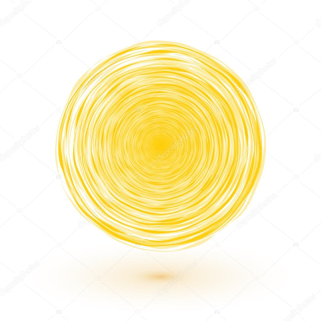 Sun symbol yellow circle composed of thin lines