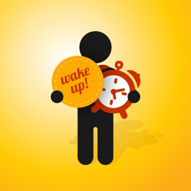 çalar saat ve işareti uyan şekil adam tutar