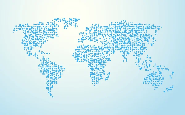 Mapa do mundo feito de pequenos círculos azuis —  Vetores de Stock