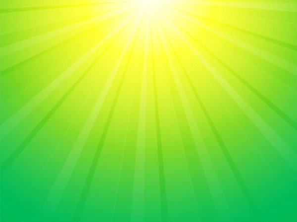 Fond vert jaune avec les rayons du soleil — Image vectorielle