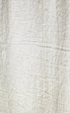 Arkaplan veya doku için beyaz buruşuk keten kumaş.
