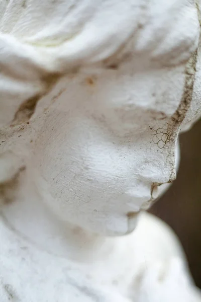 Old Sculpture Young Girl Face Close — Stock Photo, Image