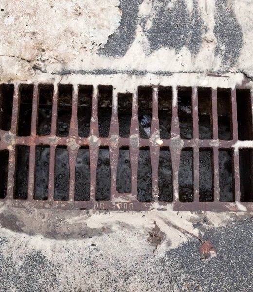 Grille Drainage Métallique Drain Pluvial Égouts Pluviaux Gros Plan — Photo