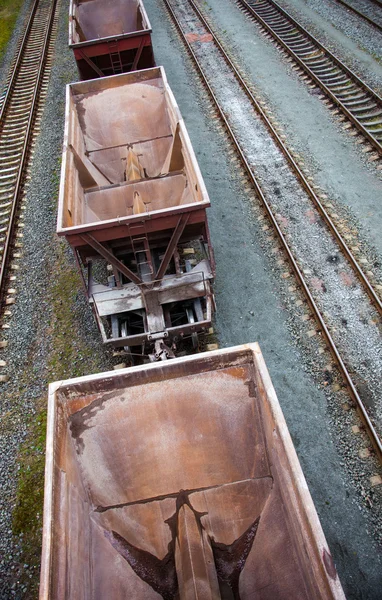 Lege goederenwagons — Stockfoto